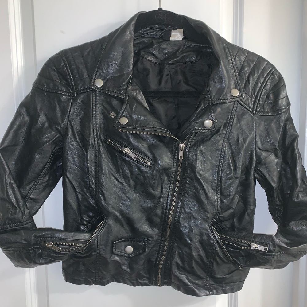 Black faux leather jacket
